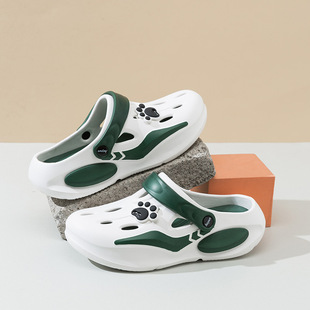 Men's hole shoes summer closed toe beach shoes outdoor wear new sandals thick bottom sports sandals dual-use half slippers