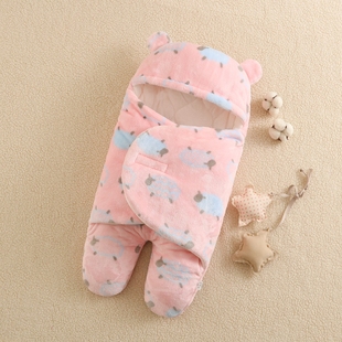 Maternal and Infant Products Newborn Lamb Velvet Swaddling Autumn and Winter Thickened Leg-Split Cushion Baby's Cotton Sleeping Bag Wrapping Towel New