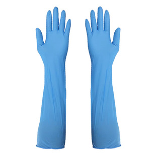 Customized Disposable Gloves Powder-Free Nitrile Anti-Static 9inch Food Grade Factory Thickeneded Waterproof Gloves Extended Length