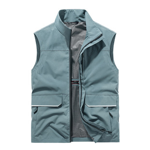 Summer Thin Outdoor Casual Vest Men's Multi-pocket Quick-drying Breathable Tooling Vest Reflective Printable LOGO