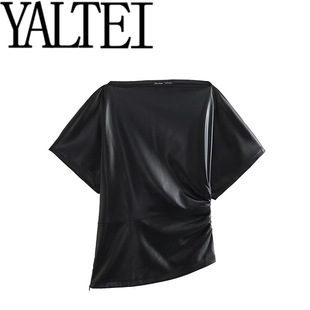 YALTEI Spring New Women's Wear European and American French Fashion Joker Pendant Leather Top 5479 322 800