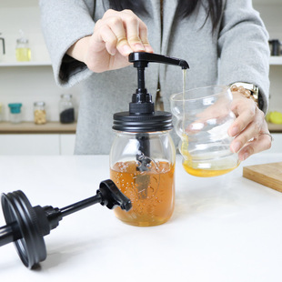 Hot Sale 10CC Jam Pump Syrup Pump Food Dispenser Standard Mason Cover Press Type Stainless Steel Mason Cover Sugar