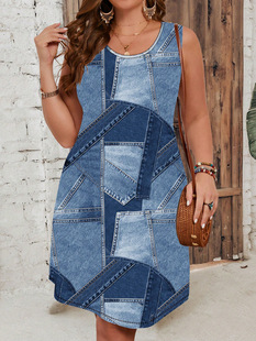 Solid Color Denim dress Summer Design Sense Niche 24 New Women's Summer Straight Long Skirt Loose Slimming Summer Dress
