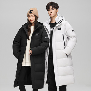 Live explosion tooling cross-border fashion brand warm extended down jacket men's knee hooded sports hooded jacket men