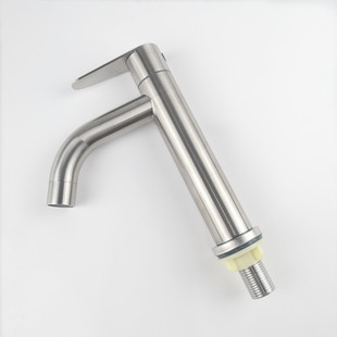304 stainless steel single cold curved mouth basin faucet 304 single water copper core washbasin faucet Nanan manufacturers