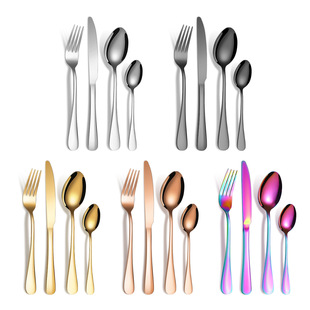 [Cross-border Exclusive] Stainless Steel Tableware 1010 Series 24-piece Set 410 Material Western Knife, Fork and Spoon suit