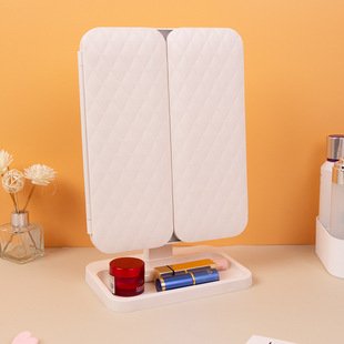 Cross-border explosions shell intelligent led makeup mirror with lamp desktop multifunctional desktop folding mirror fill light Wholesale