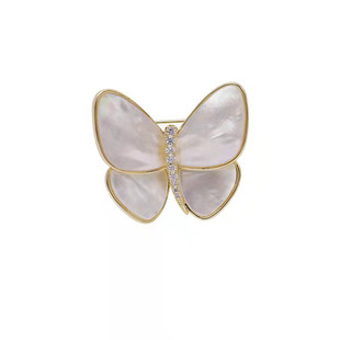 Cocoon-breaking Butterfly Celebrity Same Style Butterfly Brooch Copper Zirconium Deep Sea White Mill Mother and Daughter Fashion Atmospheric Clothing Accessories