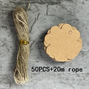 50 pieces of hemp rope DIY kraft paper blank graffiti flower and leaf shape card holiday packaging greeting card decoration tag