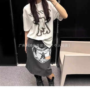 Correct version OPEN YY spring and summer double dance graffiti cartoon letter printing round neck casual Korean ins short sleeve