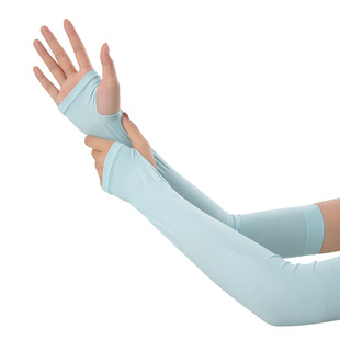 2024 New Cool Leather Sleeves Anti-Uv Summer Cycling Ice Sleeves Sunscreen Sleeves Women's High-Looking Arm Guards