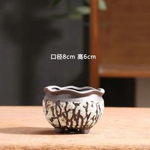 Wholesale large coarse pottery old pile ceramic flowerpot zakka pure handmade micro landscape home decoration crafts