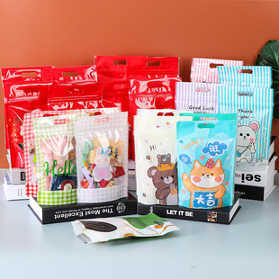New leisure food packaging bag cute cartoon self-sealing bag festive candy self-standing bag in stock plastic food bag