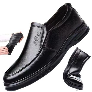 2025 New Men's Shoes Autumn Breathable Business Dress Leather Shoes Men's Genuine Leather Slip-on Middle-aged and Elderly Casual Dad
