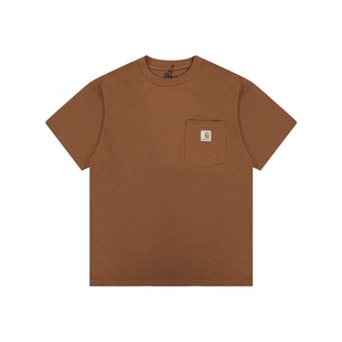 Уплотненные Carhartt Carhartt Классическая вышивка маленький логотип карманы с короткими рукавами для пар для студентов свободного T