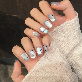 Starry Spring and Summer Wide Light Cat's Eye Nail Art Sequin Wave Dot Temperament Simple Short Pure Hand-worn Armor Wholesale