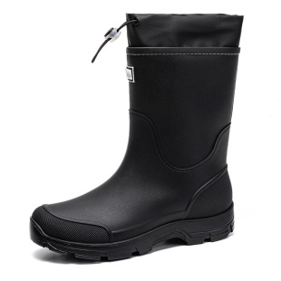 Cross-Border Foreign Trade Thick-Soled Fishing Rain Boots Men's Waterproof Shoes Kitchen Wholesale Non-Slip Wear-Resistant Rain Boots Men's Rubber Shoes Women