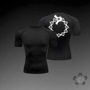 2024PRO Cross-border Men's Fitness Short-sleeved Tight-fit Abdominal Body Shaping Breathable Quick-drying Muscle Training Short-sleeved T-shirt