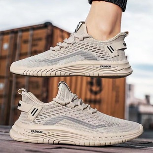 Flying Woven Shoes Fashion New Running Shoes Soft Sole Comfortable Casual Shoes Foreign Trade Fashion Mesh Breathable Men's Shoes