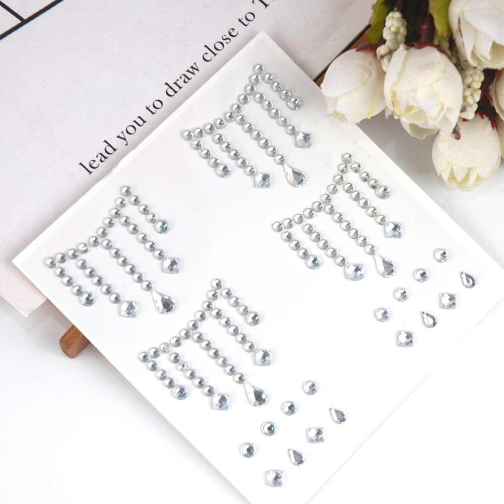 Ins High-Value Colorfulful Sparkling Diamond Stickers Cross-Border Hot Selling Handbook Stickers Decorative Diamond Star Moon Gemstone Stickers