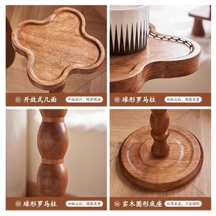 Solid Wood Side Table Small Round Table Retro Light Luxury Mini Sofa Coffee Table Table Extremely Narrow Corner Table Middle American Style Storage Rack
