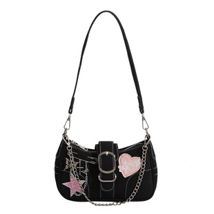 CDIWRI & KARI genuine goods Pink Belt Star Baguette Shoulder Bag Y2K Hot Girl Underarm Bag for Women