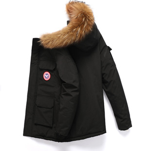Winter New Men's Thickeneded Mid-length 2023 Workwear Big Parker Couple Hooded down Jacket Trendy