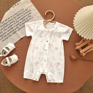 Baby jumpsuit summer Lanjing modal thin clothes newborn class a climbing suit baby pajamas