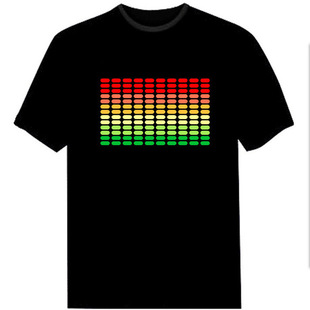 LED Light Voice Control Internet Celebrous TikTok Music Sprinkle Bar Flash Couple Men's and Women's Luminous Clothes Trendy Tie-disco Short-sleeved T-shirt Men's