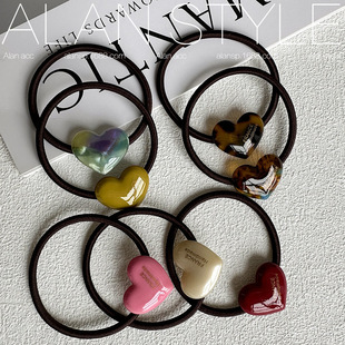 Arlan Korean Ins Style Acetic Acid Small Love Hair Band Thickened Acetic Acid French Ponda Rubber Band Hair Rope Elegant Head Rope