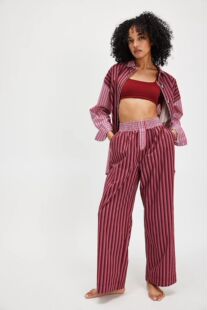 2025 Spring and Summer New European and American Cross-border Women's Clothing Amazon Hot Selling Striped Wave Dot Stitching Casual Loose Pants Women