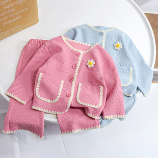 Girls' Spring Suit Internet Celebrity Fragrant Style Coat Children's Korean Style Fashionable Two-piece Set for Baby Girls in Spring and Autumn