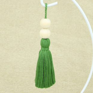 New Chinese Pure Cotton 7.5CM Hanging Ear Tassel with Wooden Beads Home Textile Clothing Accessories Bag Hanging Ornaments Ear Tassel