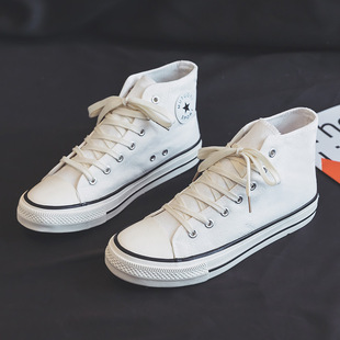 1970s Re-engraved High-top Canvas Shoes Women's Spring Korean-style All-match Casual Shoes Students Rubber Shoes Couple's Cloth Shoes Trendy