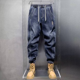Japanese Style Retro Casual Trendy Brand Men's Jeans Spring Youth Loose Denim Trousers Solid Color Men's Trousers