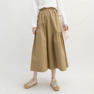 Elastic Waist Skirt Women's Summer High Waist All-match Design Sense Mid-length Pleated Skirt