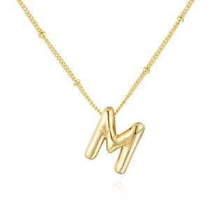 Amazon cross-border explosions Europe and the United States 26 letter necklace stainless steel chubby bubble letter English necklace