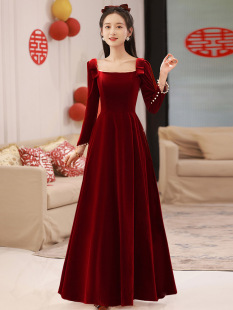 Toast Dress Bride Spring 2023 New Wedding Dress Engagement Back Door Shine Velvet Dress
