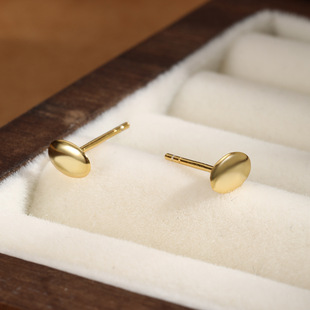 Jingxu s925 Sterling Silver Gold Bean Earrings Oval Geometric Minimalist Small and Exquisite Daily All-match Earrings Earrings
