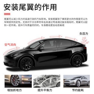 Suitable for Tesla Model3Y carbon fiber tail high-performance P version original model surrounded by modified exterior accessories