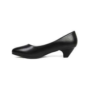 plus size Dress Work Shoes Women's Black Comfortable High Heels Thick Heel Commuter Stewardess Soft Bottom Interview Etiquette Shoes Women's Shoes