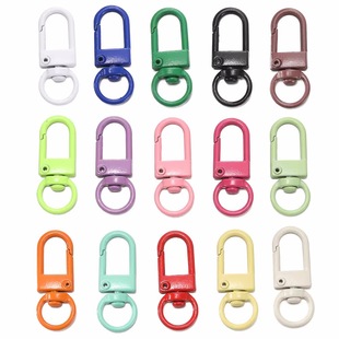 in stock zinc alloy rotating jewelry diy small door buckle color metal plating spring 3-point door buckle key chain