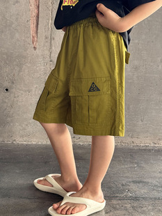 2025 Summer New Children's Wear Children's Washed Cotton Pants Middle and Big Children's Casual Shorts Boys' Workwear Shorts