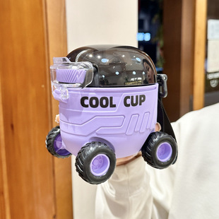 Summer children's camera water cup high color value cute anti-drop high temperature plastic straw cup diagonal water bottle