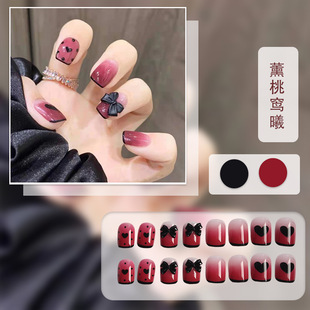 ✅ Ruby Wearable Nail Patch Manicure Patch Wine Red Wearable Long and Short Finished Products Wholesale Fake Nails