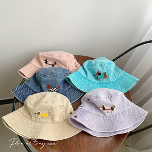 Dachshund Children's Fisherman Hat Baby Girl Dopamine Sun Hat Spring and Summer Cartoon Cute Basin Hat for Boys and Girls