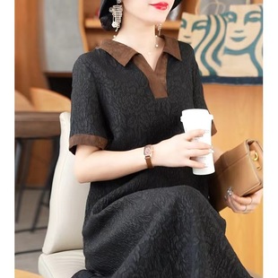 Summer New 2025 Mother Xiangyun Yarn Mulberry Silk Skirt Hangzhou Silk dress Women's Retro Chinese Solid Color