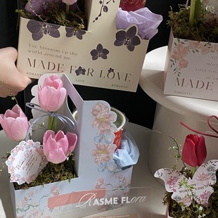 38 Goddess Festival Double-sided Flower Painting Series Flowers Gift Packaging Flower Box Handmade DIY Gift Box
