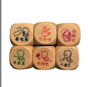 Manufacturer in stock wooden crafts color sieve wine order drinking game housework truth words hexahedron dice batch
