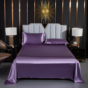 Japanese-style silk-like solid color sheet three-piece set wholesale pillowcase 2-piece set summer cool silky naked sleeping bedding